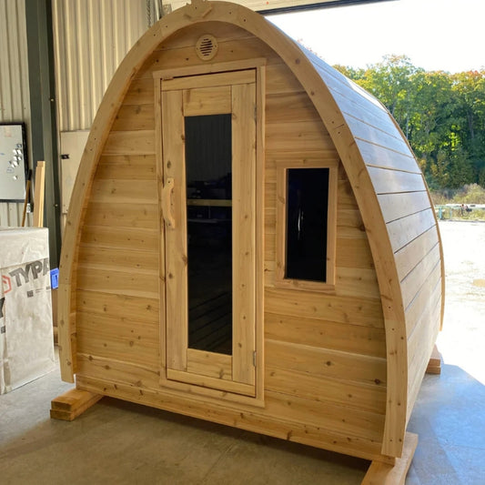 Traditional 8-Person Solid Wood 10' Outdoor XL Pod Sauna in Pine, White or Red Cedar