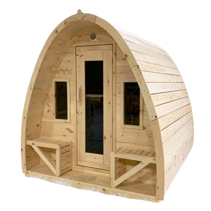Traditional 8-Person Solid Wood 9' Outdoor XL Pod Sauna in Pine, White or Red Cedar