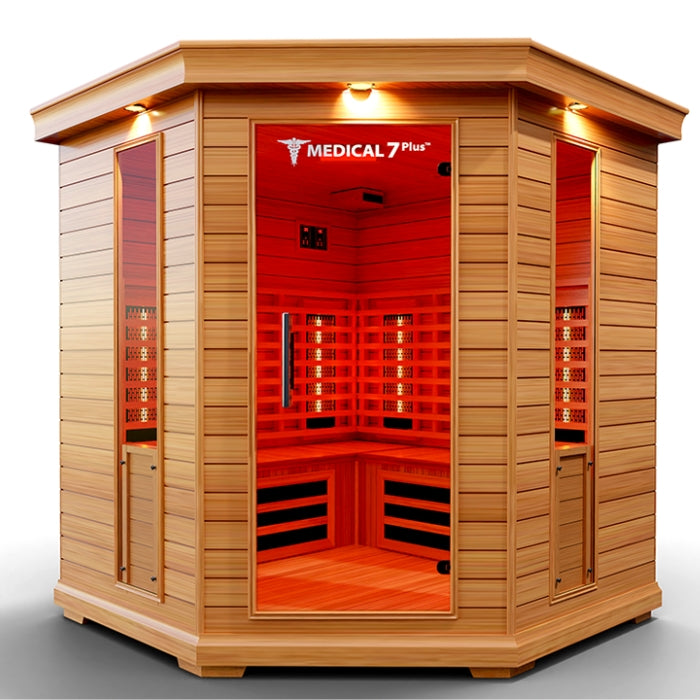 Medical7Plus Ultra Full Spectrum Infrared 6-Person Indoor Corner Natural Hemlock Sauna