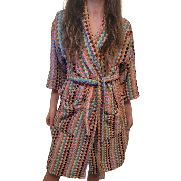 Multicolor Handwoven Plush Turkish Cotton Bathrobe