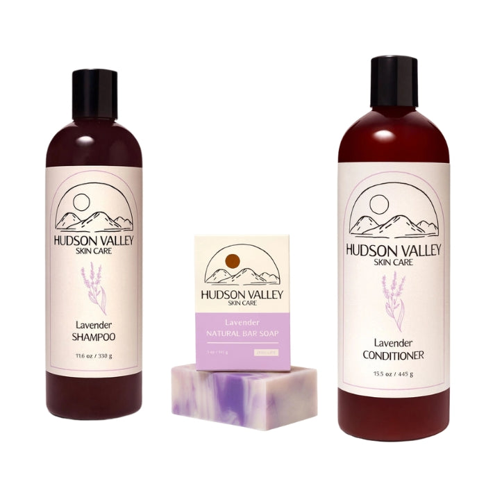 Lavender Shampoo, Goat's Milk Conditioner and Lavender Soap Bundle