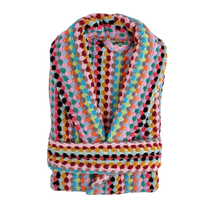 Multicolor Handwoven Plush Turkish Cotton Bathrobe