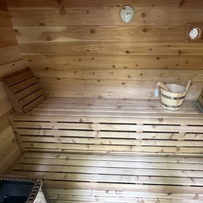 Traditional 5-Person Solid Wood Outdoor Cabin Sauna in Pine, White or Red Cedar