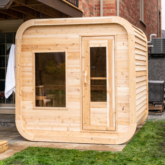 Traditional 4-Person Outdoor White Cedar Luna Sauna