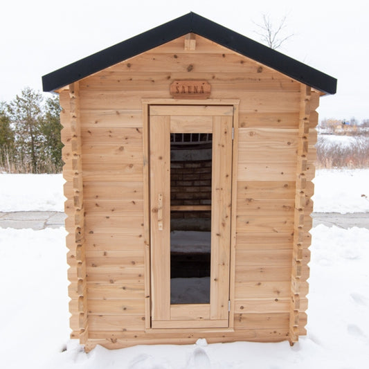 Traditional 3-Person Outdoor White Cedar Granby Cabin Sauna