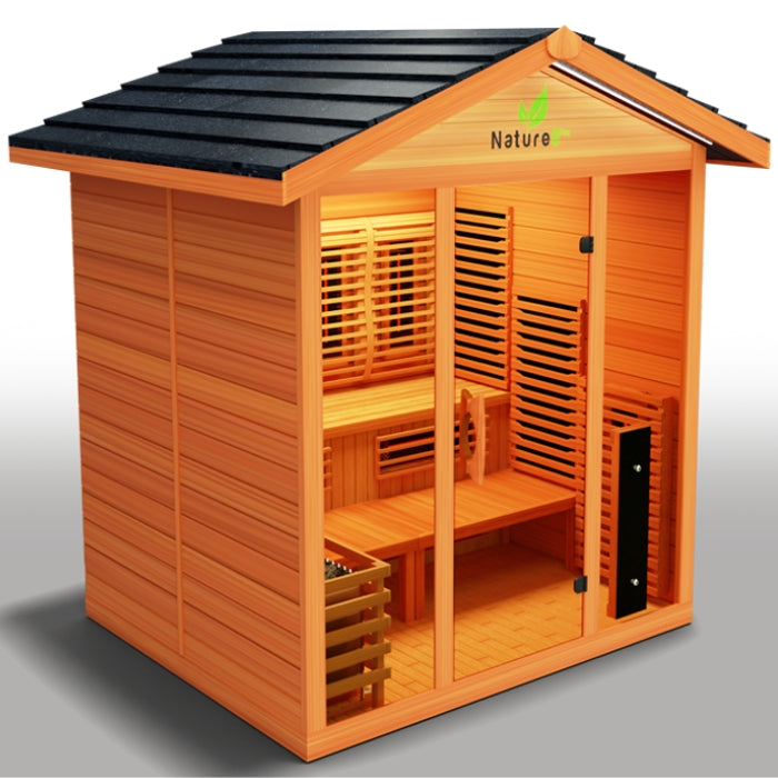 Nature8Plus Outdoor 6-Person Hybrid Red Cedar Sauna