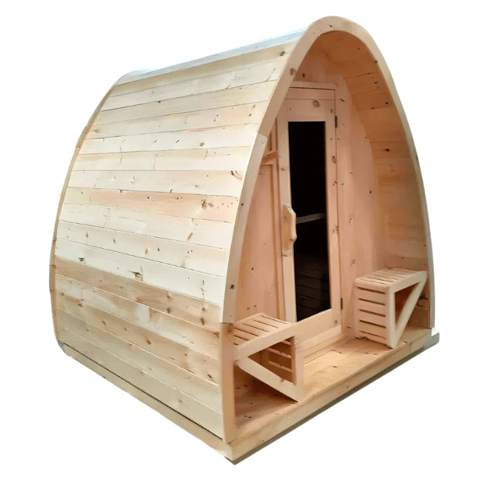 Traditional 8-Person Solid Wood 9' Outdoor XL Pod Sauna in Pine, White or Red Cedar
