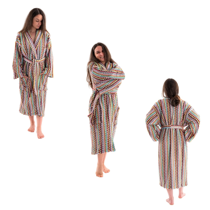 Multicolor Handwoven Plush Turkish Cotton Bathrobe