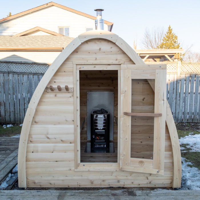 Traditional 4-Person Outdoor White Cedar MiniPOD Sauna