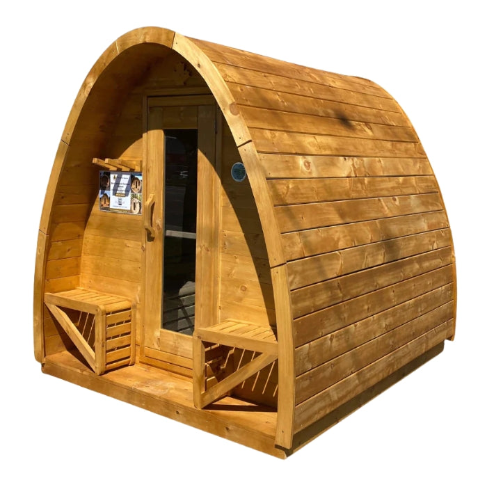 Traditional 8-Person Solid Wood 9' Outdoor XL Pod Sauna in Pine, White or Red Cedar