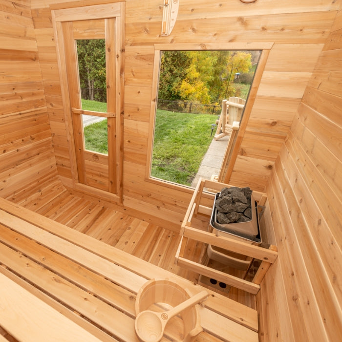 Traditional 4-Person Outdoor White Cedar Luna Sauna