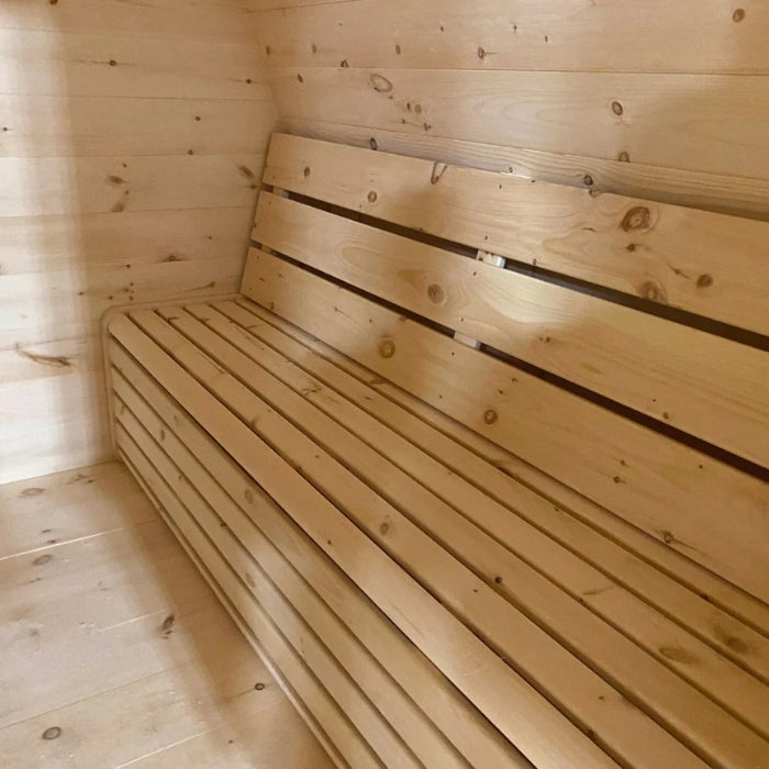Traditional 8-Person Solid Wood 10' Outdoor XL Barrel Schooner Sauna in Pine, White or Red Cedar