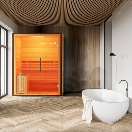 Traditional6 Indoor 2-Person Natural Hemlock Steam Sauna