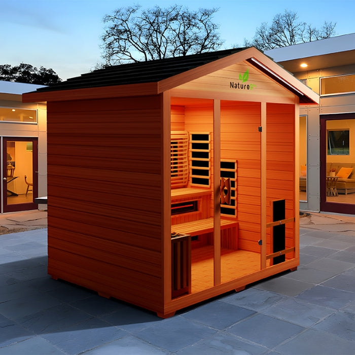 Nature9Plus Outdoor 6-Person Hybrid Red Cedar Sauna