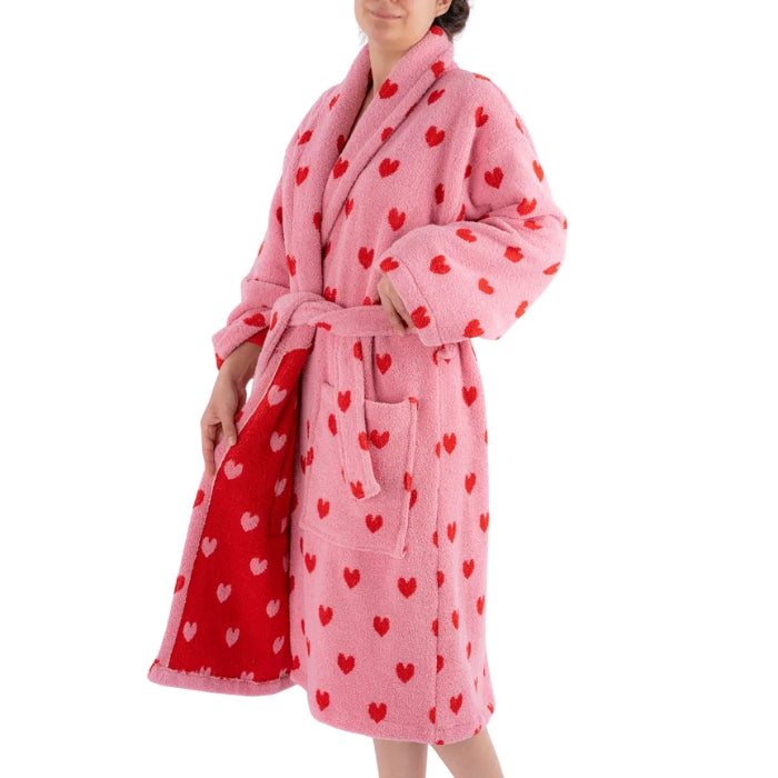 Valentine Heart Handwoven Plush Turkish Cotton Robe