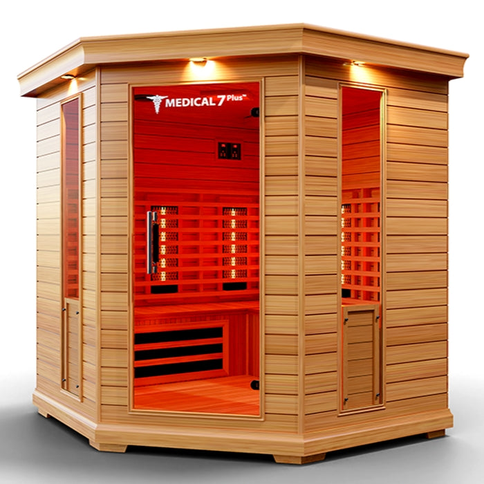 Medical7Plus Ultra Full Spectrum Infrared 6-Person Indoor Corner Natural Hemlock Sauna