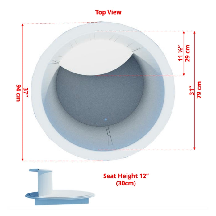 Barrel-Style White Cedar Baltic Cold Plunge Therapy Tub with Steps and Cover