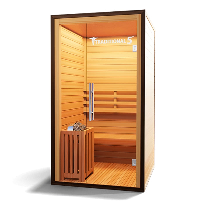 Traditional5 Indoor 1-Person Natural Hemlock Steam Sauna