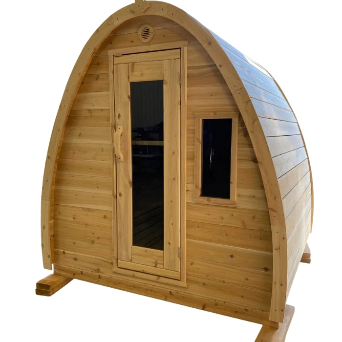 Traditional 8-Person Solid Wood 9' Outdoor XL Pod Sauna in Pine, White or Red Cedar