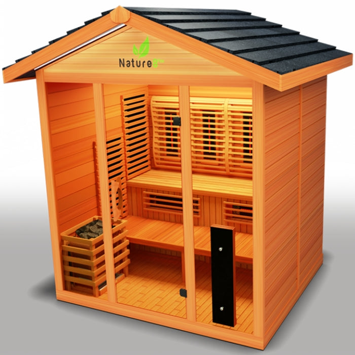 Nature8Plus Outdoor 6-Person Hybrid Red Cedar Sauna