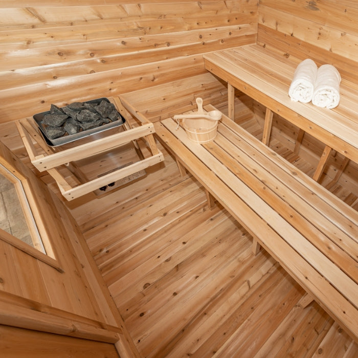 Traditional 4-Person Outdoor White Cedar Luna Sauna