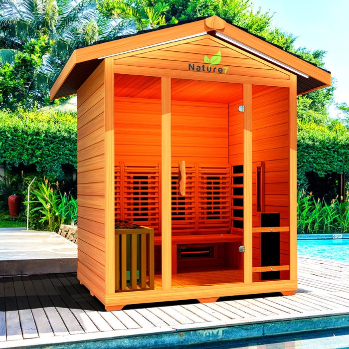 Nature7 Outdoor 4-Person Natural Red Cedar Hybrid Sauna