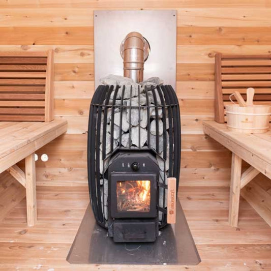 LEISURECRAFT TimberGlow Wood Burning Sauna Heater with Chimney Kit and Rocks