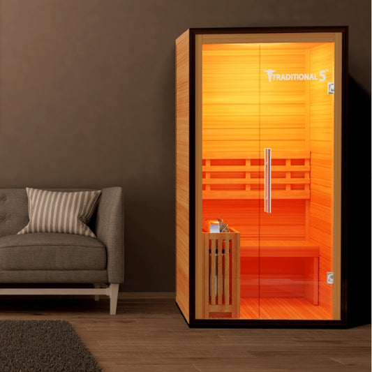 Traditional5 Indoor 1-Person Natural Hemlock Steam Sauna