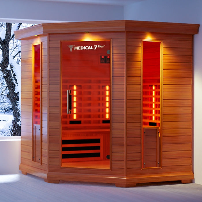 Medical7Plus Ultra Full Spectrum Infrared 6-Person Indoor Corner Natural Hemlock Sauna