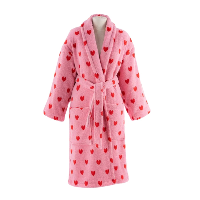Valentine Heart Handwoven Plush Turkish Cotton Robe