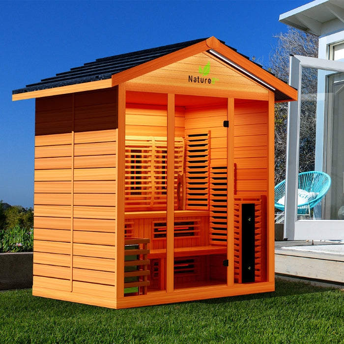 Nature8Plus Outdoor 6-Person Hybrid Red Cedar Sauna