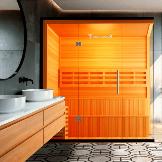 Traditional8Plus Indoor 5-Person Natural Hemlock Hybrid Sauna
