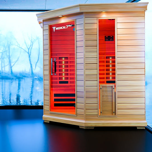 Medical7Plus Ultra Full Spectrum Infrared 6-Person Indoor Corner Natural Hemlock Sauna