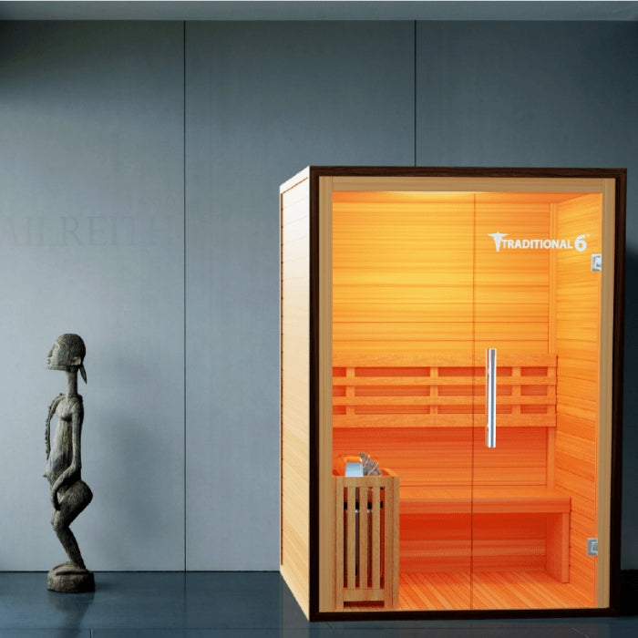Traditional6 Indoor 2-Person Natural Hemlock Steam Sauna
