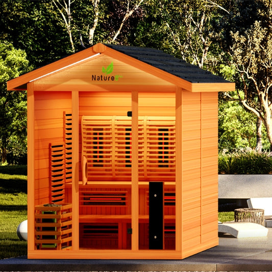 Nature8Plus Outdoor 6-Person Hybrid Red Cedar Sauna