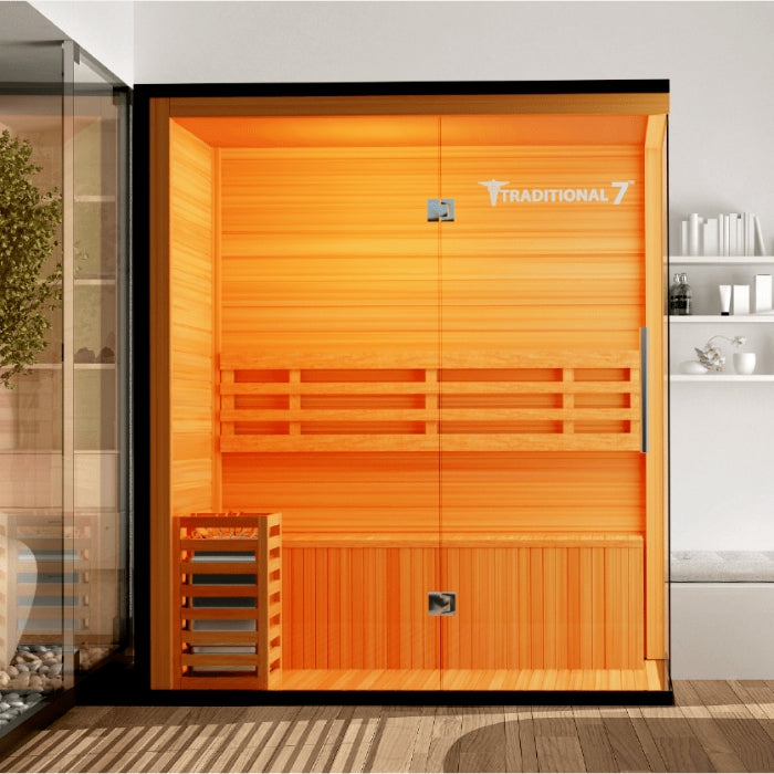 Traditional7 Indoor 3-Person Natural Hemlock Hybrid Sauna