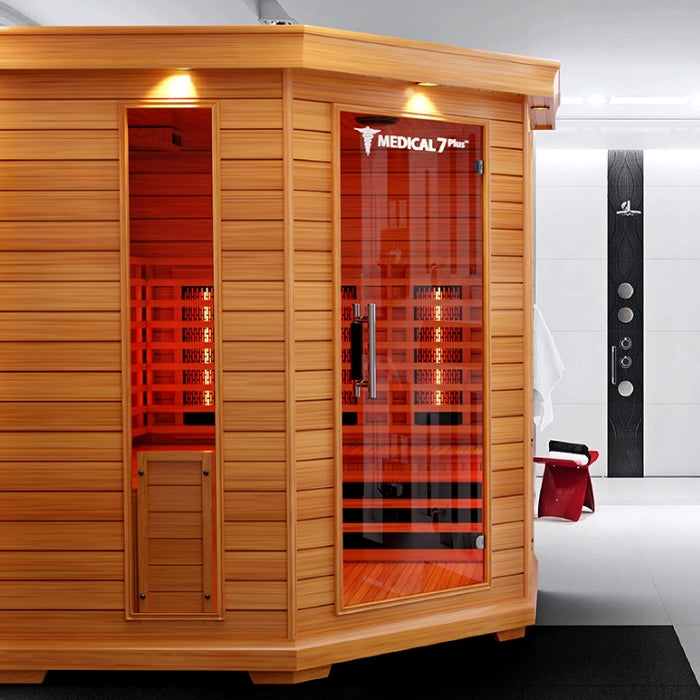 Medical7Plus Ultra Full Spectrum Infrared 6-Person Indoor Corner Natural Hemlock Sauna