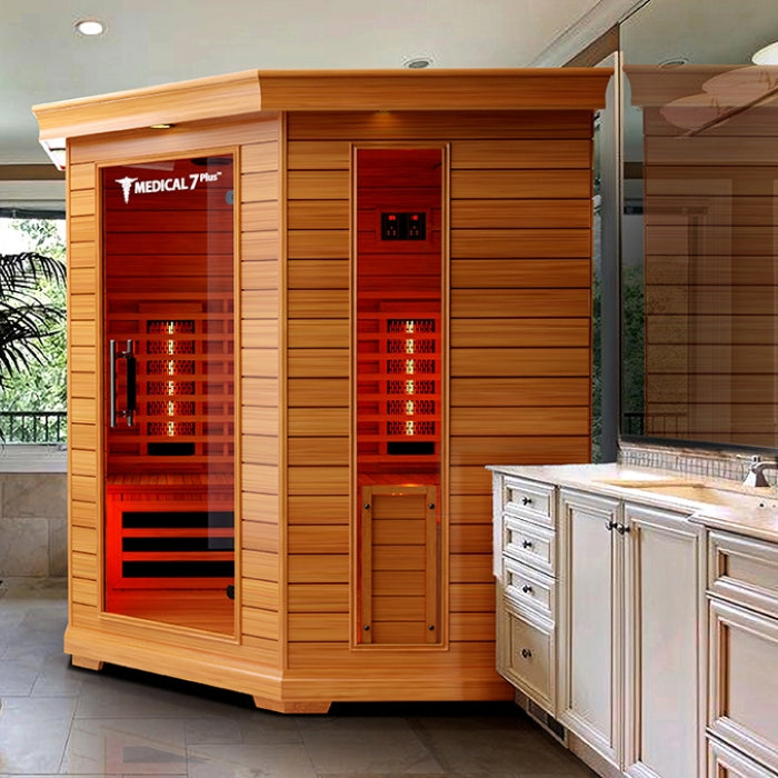 Medical7Plus Ultra Full Spectrum Infrared 6-Person Indoor Corner Natural Hemlock Sauna