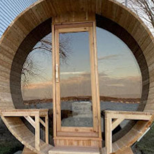 Tranquility Panorama 6-Person Wood Burning Barrel Sauna Retreat