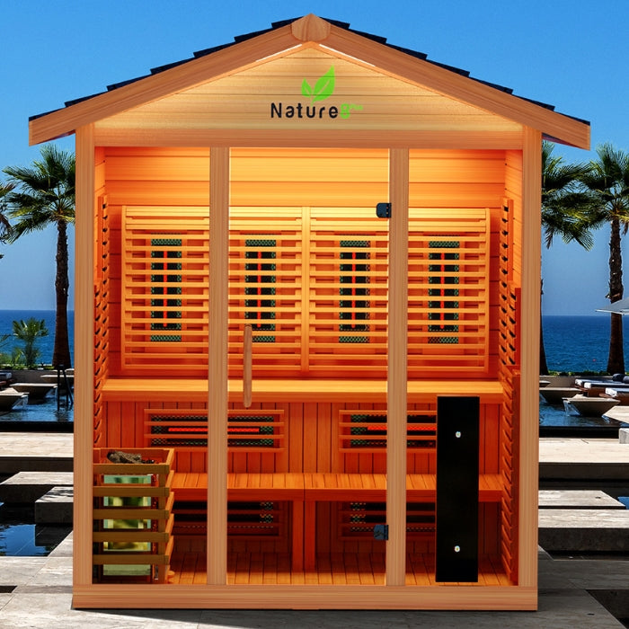 Nature8Plus Outdoor 6-Person Hybrid Red Cedar Sauna