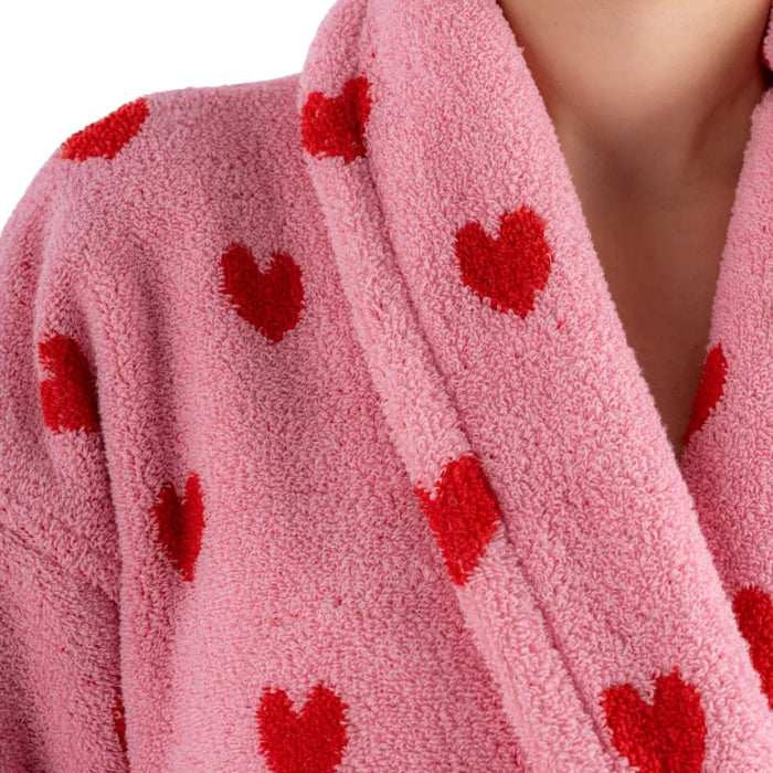 Valentine Heart Handwoven Plush Turkish Cotton Robe