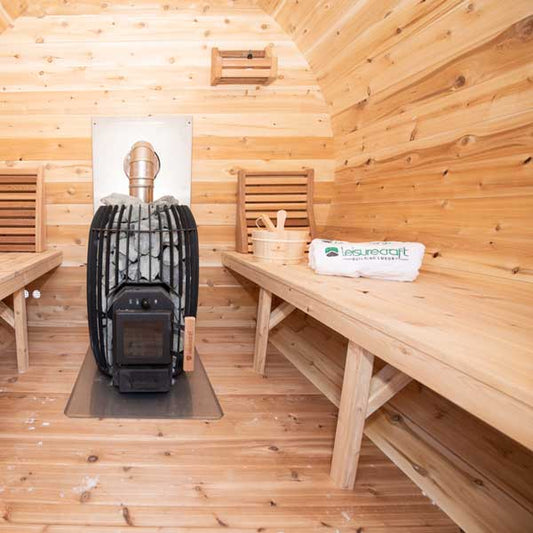 Elation 4-Person Wood Burning Schooner Barrel Sauna Retreat