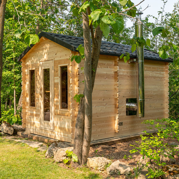 Classic Cabin Wood-Burning Sauna with Changing Room