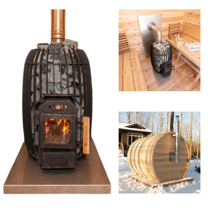 LEISURECRAFT TimberGlow Wood Burning Sauna Heater with Chimney Kit and Rocks