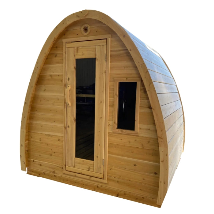 Traditional 8-Person Solid Wood 10' Outdoor Pod Sauna in Pine, White or Red Cedar