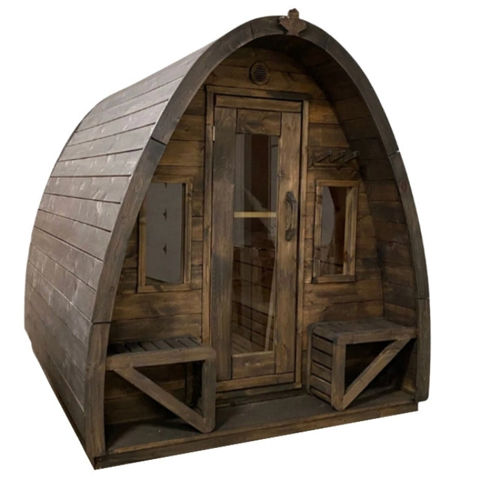 Traditional 8-Person Solid Wood 9' Outdoor XL Pod Sauna in Pine, White or Red Cedar