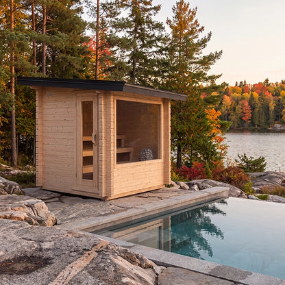 Avalon 6-8 Person Modern Cube Outdoor Cedar Sauna