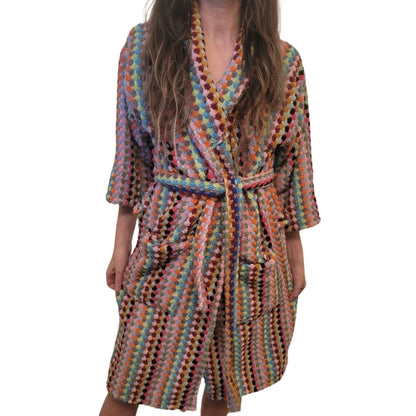 Multicolor Handwoven Plush Turkish Cotton Bathrobe