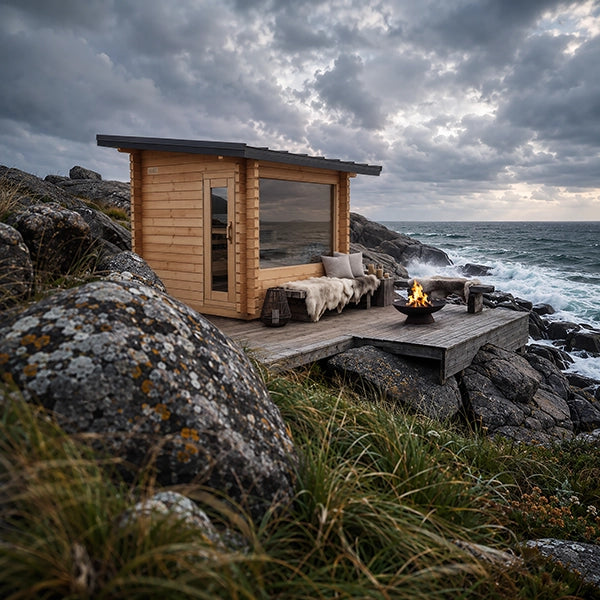 Avalon 6-8 Person Modern Cube Outdoor Cedar Sauna