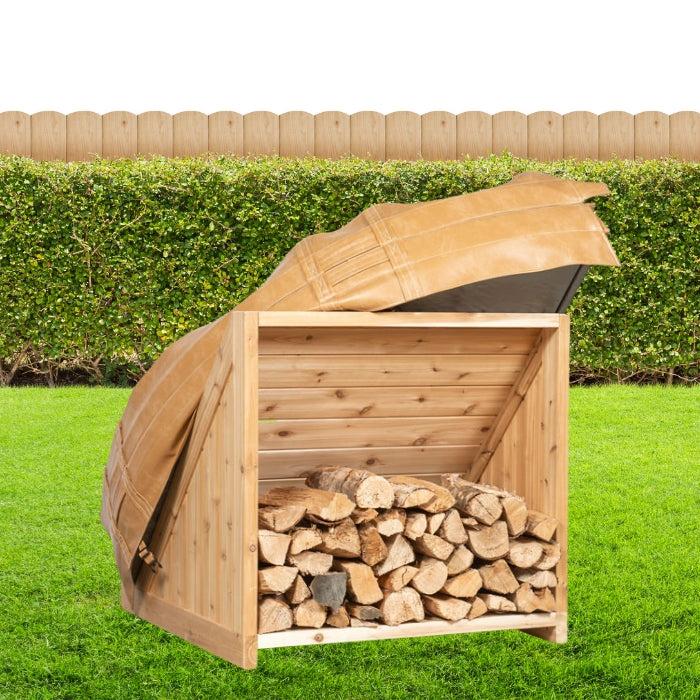 Firewood Storage Bin with Protective Cover